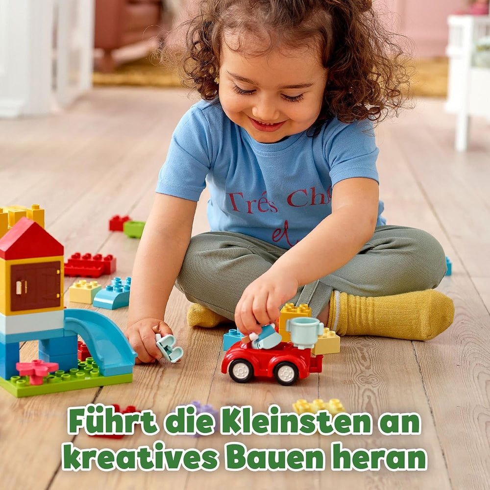 LEGO DUPLO Deluxe Brick Box - Fine Motor Skills Toys for 1+ Year Old Boys & Girls - incl. a Car, Number Bricks & Animal Figures, Plus Toy Storage - 10914