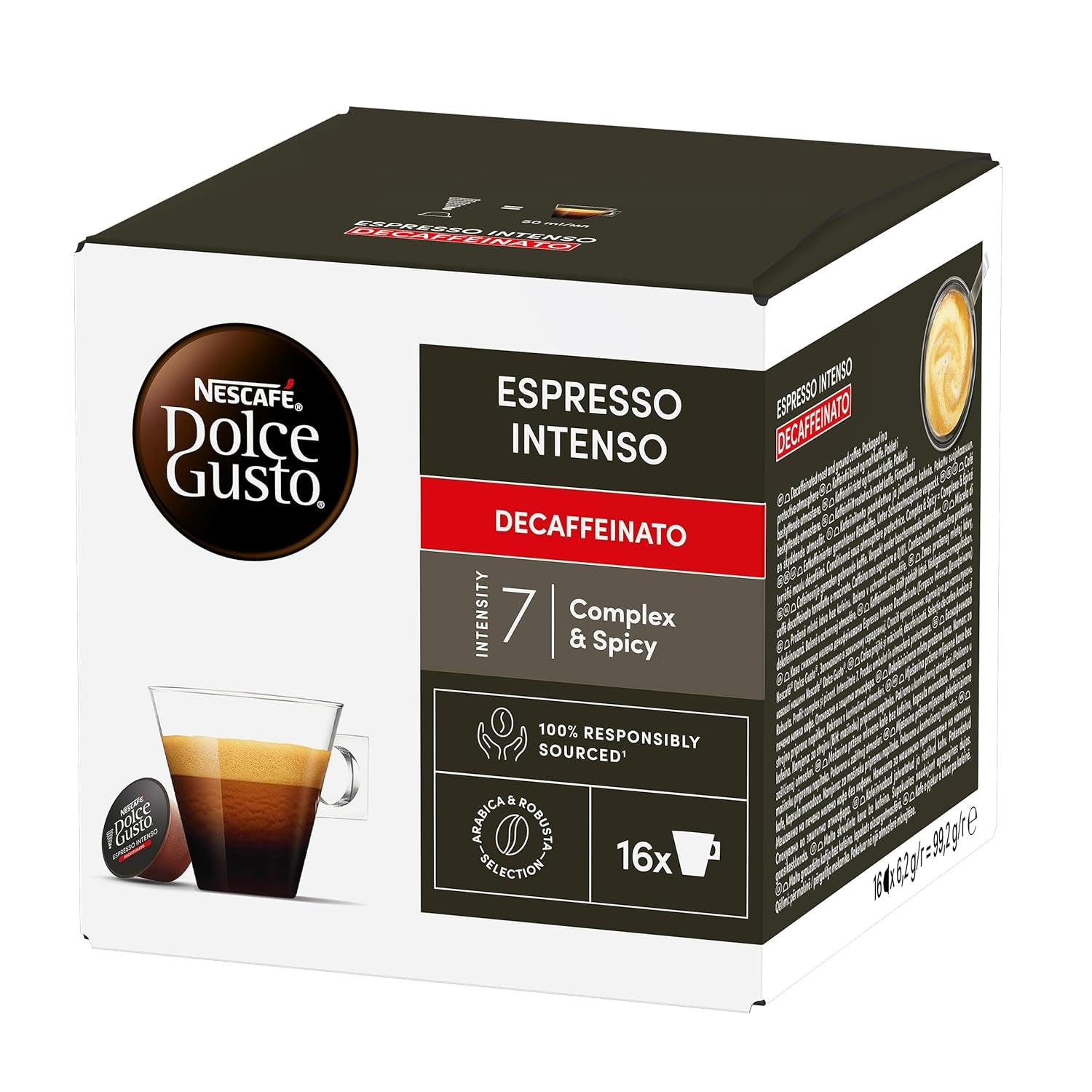 Nescafé Dolce Gusto Café Dolce Gusto Espresso Intenso Desc. | Nestlé Pack 3 Kisten Mit 18 Kapseln,Die Jewelils 16 Einheit(3er Pack)