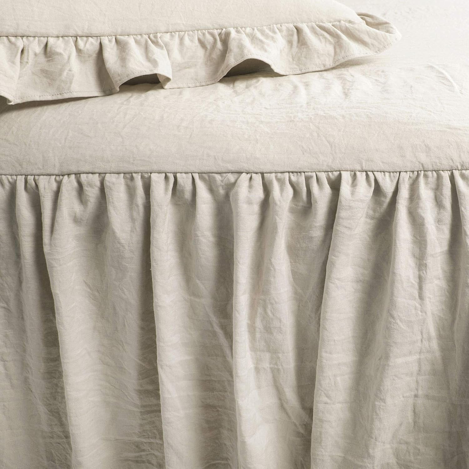 Lush Decor Parure de lit 3 pièces avec jupe à volants et détails de volants élégants et charmants - Style intemporel et design classique - Doux et léger - King size - Lits et édredons Lush Decor