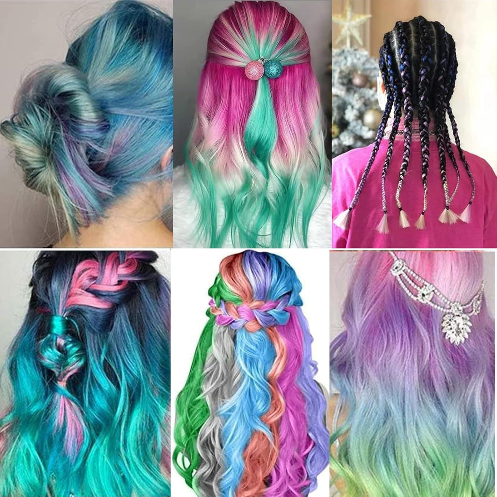 Cretă de păr pentru fete, 8 bucăți cretă de păr lavabilă pentru copii, culoare de păr strălucitoare temporară portabilă non-sticky, vopsea spray pentru păr pentru copii, Crăciun, petrecere aniversară Vopsea pentru par Naty Shop