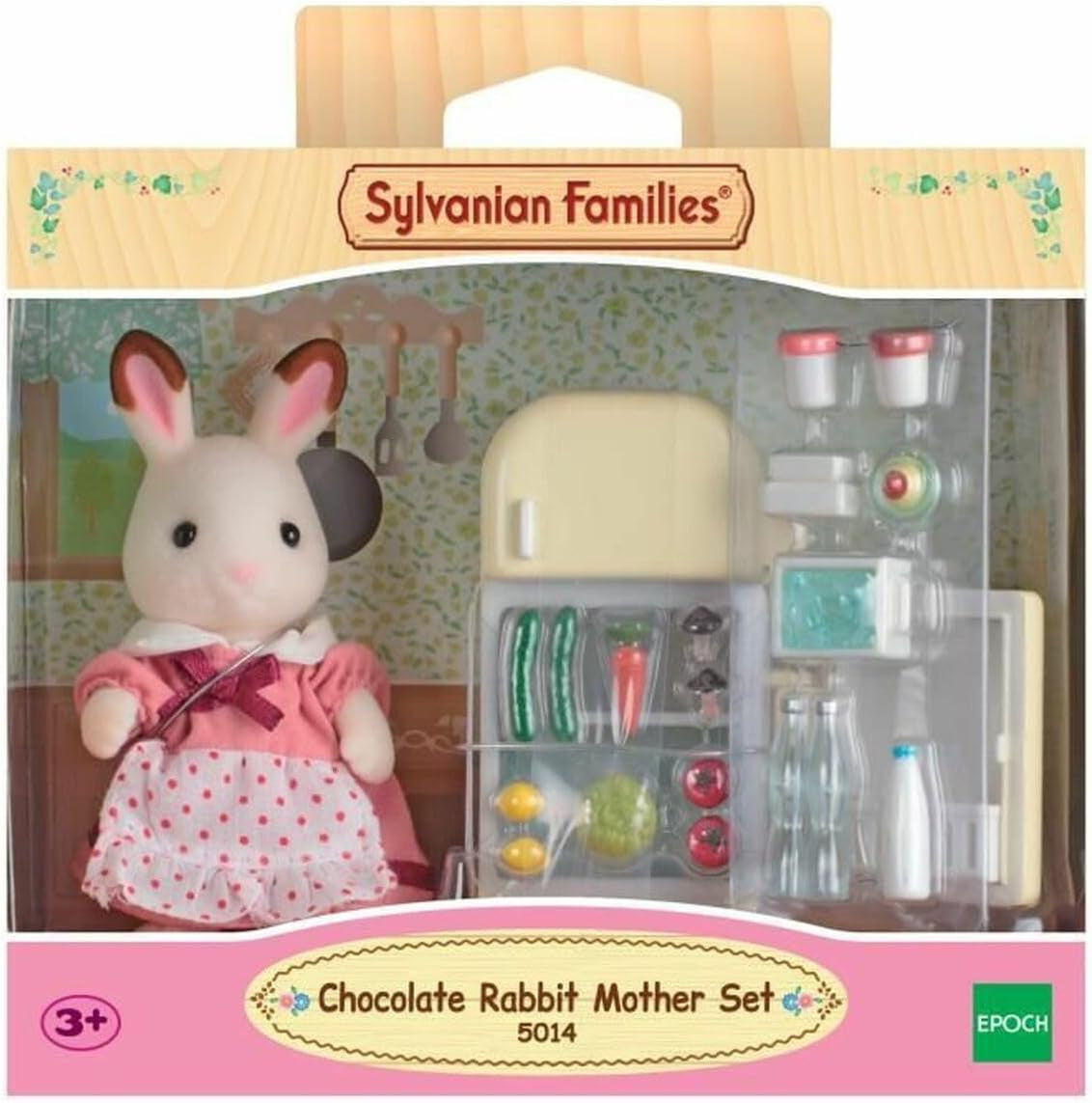 Sylvanian Families 5014 Schokoladenhasen Mutter mit Kühlschrank - Puppenhaus Spielset Mehrfarbig