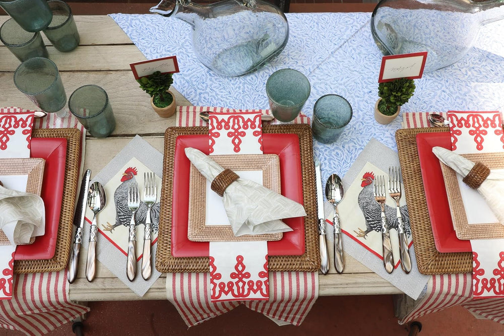 Serviettes en papier Dessin Passementerie, lin, rouge, 12 par paquet