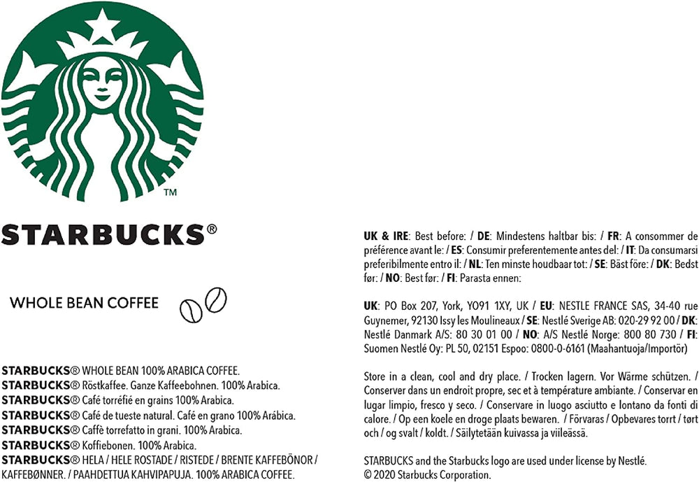 STARBUCKS Pike Place Roast, Mittlere Röstung, Ganze Kaffeebohnen 450g (4er Pack)