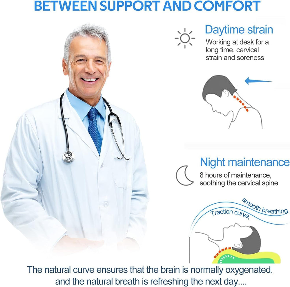 Findigit Health Pillow, Oreiller en mousse à mémoire de forme, Oreiller orthopédique de soutien du cou pour dormeurs sur le côté et sur le dos, Oreiller ergonomique pour la colonne cervicale (60 X 35 X 11/9 cm) Oreillers orthopédiques cervicaux Naty Shop