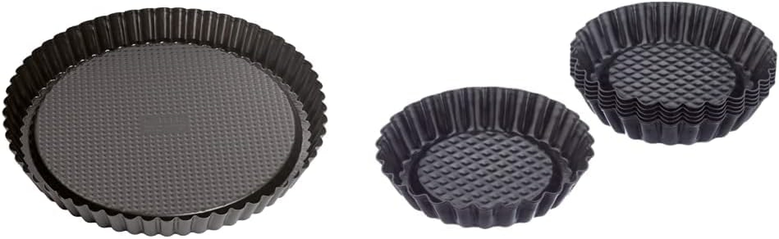 ORIGINAL KAISER Classic Obstbodenform 28 Cm, Obstkuchenform, Gleichmäßige Bräunung & Classic Mini Torteletts 6 Stück, Tartelette Förmchen 10 Cm, Tarteform Klein, Tortelettförmchen Antihaftbeschichte Moules et plaques de cuisson Naty Shop