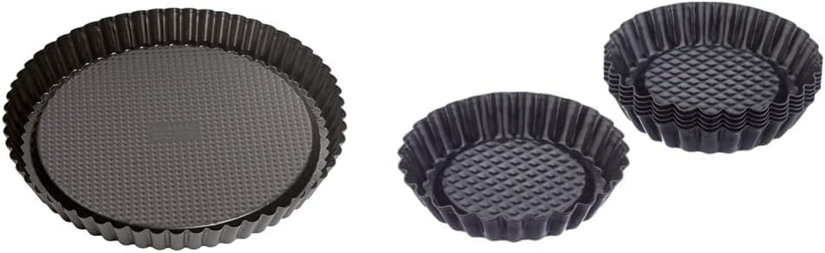 ORIGINAL KAISER Classic Obstbodenform 28 Cm, Obstkuchenform, Gleichmäßige Bräunung & Classic Mini Torteletts 6 Stück, Tartelette Förmchen 10 Cm, Tarteform Klein, Tortelettförmchen Antihaftbeschichte Moules et plaques de cuisson Naty Shop