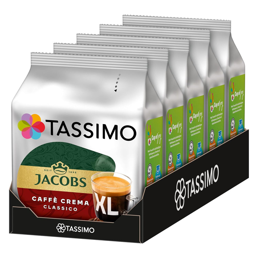 Tassimo Kapseln Jacobs Caffè Crema Classico XL, 5 x 16 tampons, 80 Kaffeekapseln