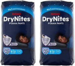 Huggies DryNites Couches mouillantes nocturnes super absorbantes pour garçons de 8 à 13 ans (30 à 48 kg) 27 couches (3 x 9 pièces)