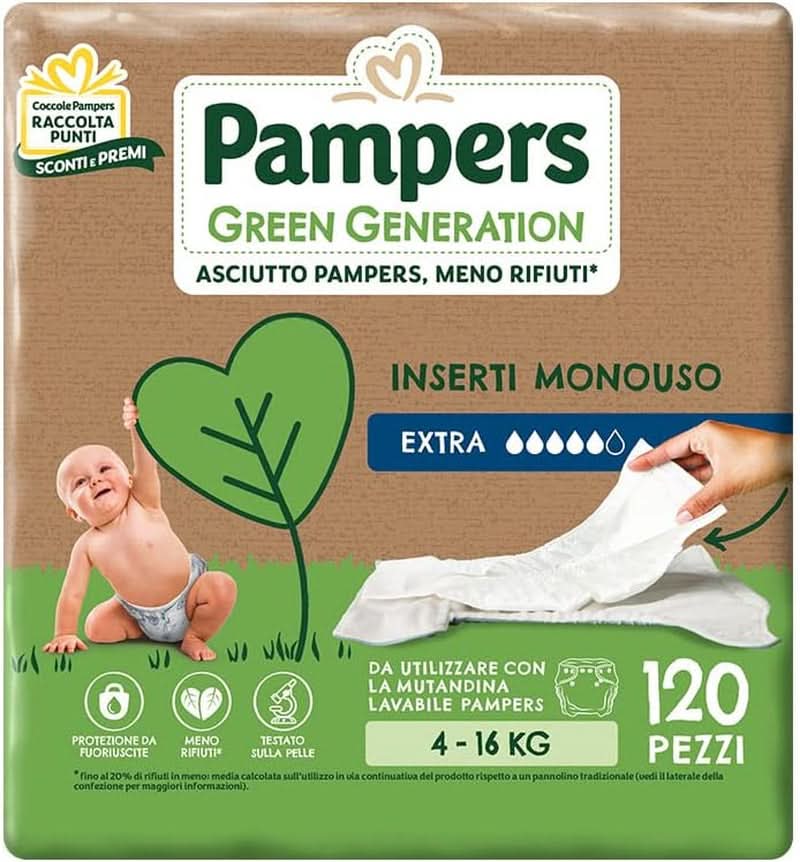 Pampers Green Generation Extra, 4 - 16 kg, blanc, 120 pièces Mère et bébé Naty Shop 120 pièces
