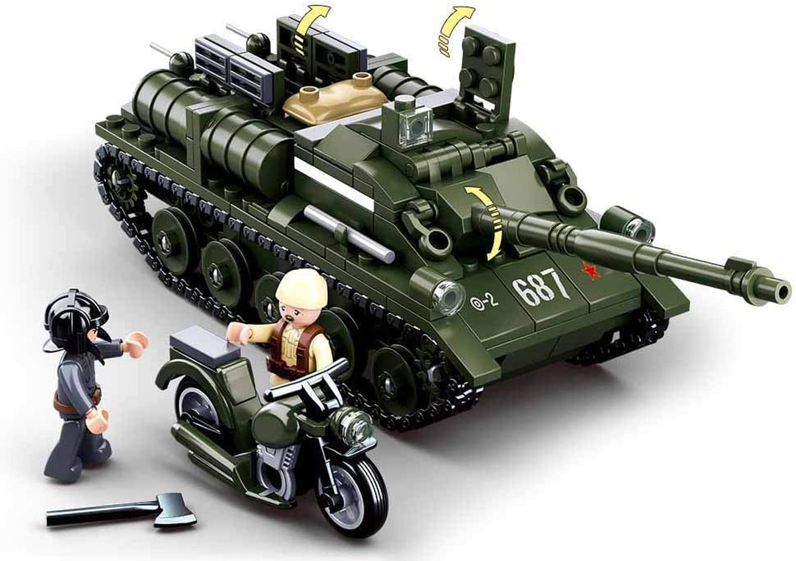 Sluban SL95558, Seconde Guerre mondiale - Alliierter Jagdpanzer(335 Teile)[M38-B0687], Spielset, Klemmbausteine, Soldaten, mit Spielfigur, Army WWII, Multi Color