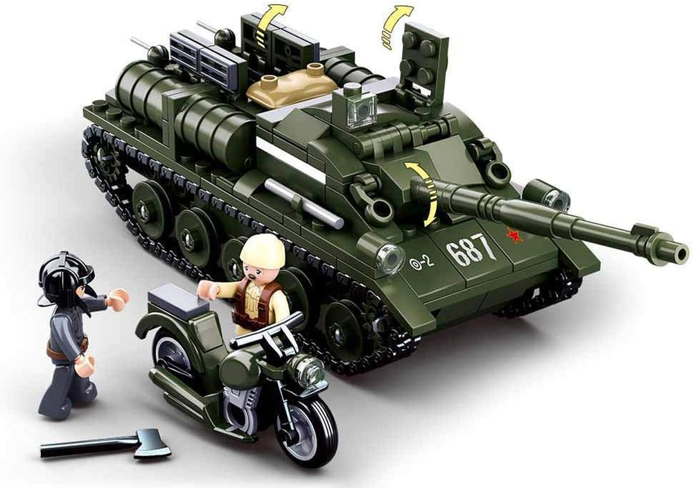 Sluban SL95558, Seconde Guerre mondiale - Alliierter Jagdpanzer(335 Teile)[M38-B0687], Spielset, Klemmbausteine, Soldaten, mit Spielfigur, Army WWII, Multi Color