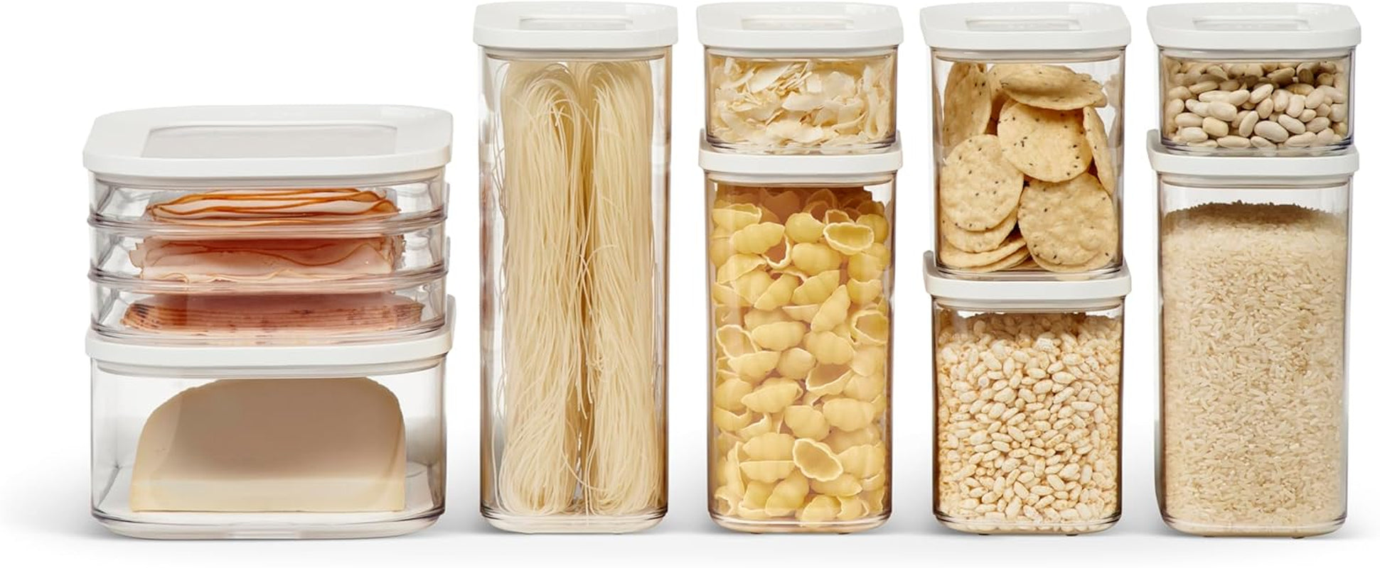 Mepal Lot de 9 bocaux de conservation avec couvercles – Contenants alimentaires rectangulaires – Organiseur de cuisine en plastique – Conteneurs de conservation hermétiques – 7 bocaux de conservation et 2 bocaux de conservation alimentaire – Blanc Naty Shop Boîtes de conservation alimentaire Titre par défaut