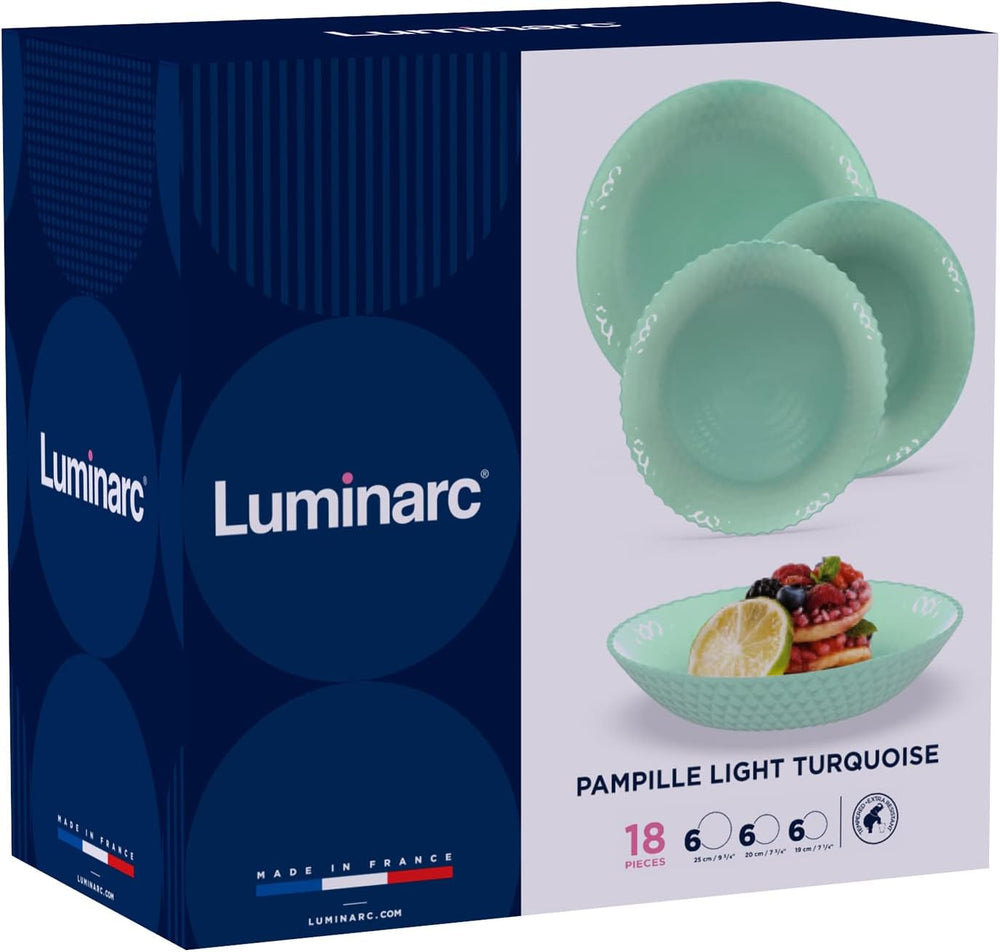 Service de table Pampille Turquoise Opale, 18 pièces - 6 personnes, turquoise