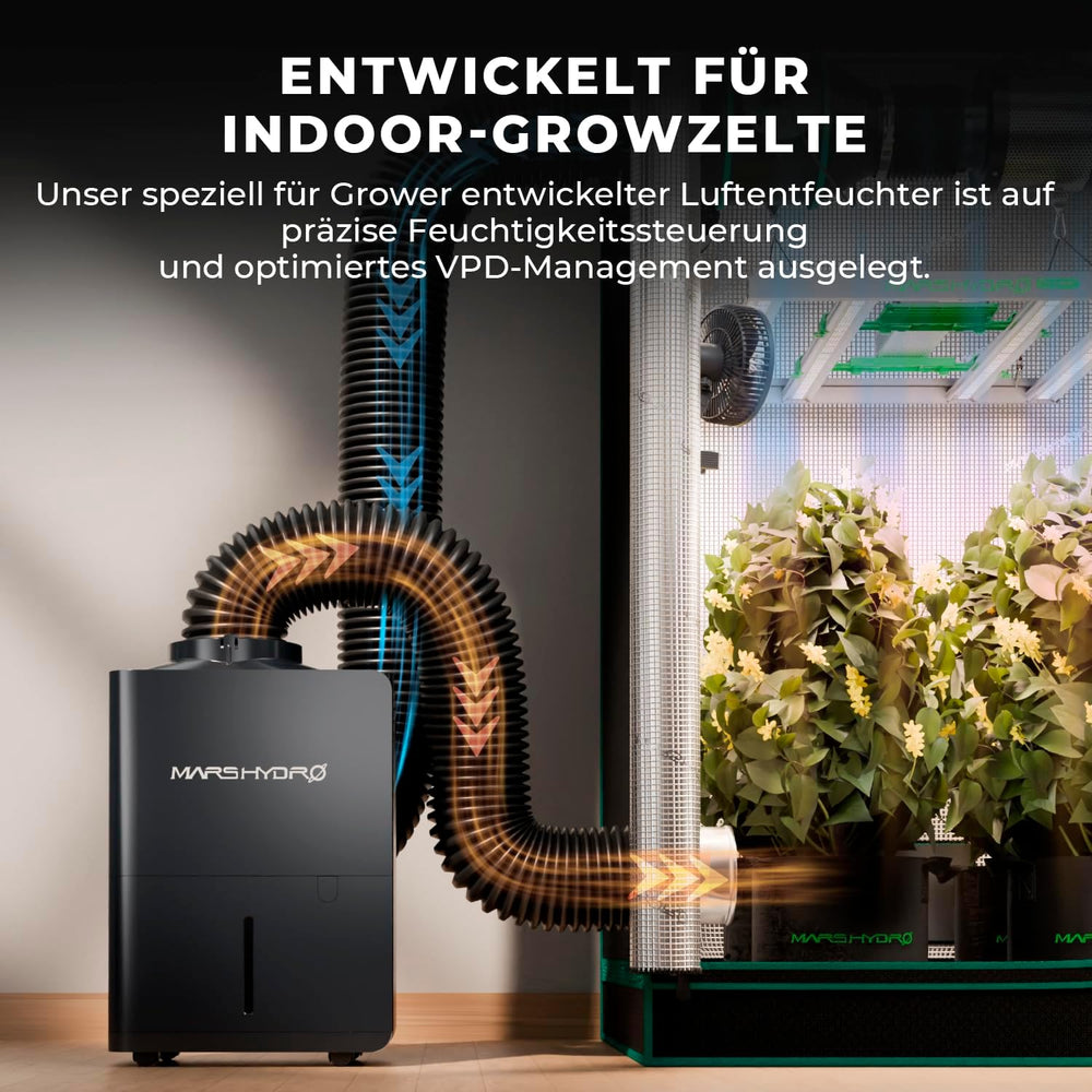 Déshumidificateur MARS HYDRO, 12 L/jour, dégivrage automatique, fonction minuterie, déshumidificateur d'ambiance pour tentes de culture, sous-sols et plantes, réservoir d'eau 1,2 L