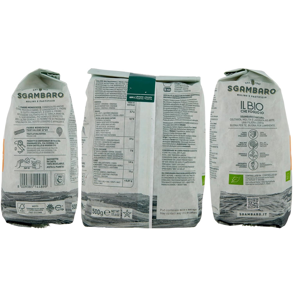 Pâtes Tortiglioni Bio N°89 - 500g Pâtes de blé allégées – Faible teneur en matières grasses – Source de fibres et de protéines