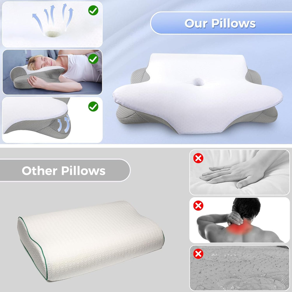 SAHEYER Oreiller Cervical 2 en 1 Oreiller Ergonomique de Soutien du Cou et Oreiller Roulant pour la Nuque Oreiller Orthopédique pour Dormeurs Latéraux Oreiller en Mousse à Mémoire pour Dormeurs Latéraux Oreillers Cervicaux Orthopédiques pour Dos et Ventre Naty Shop