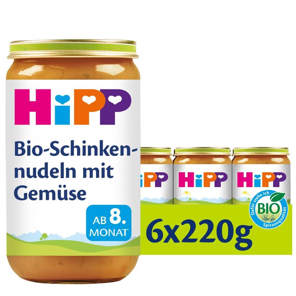 Nouilles bio Hipp au jambon et légumes, paquet de 6 (6 X 220 grammes) Mère et Enfant Naty Shop