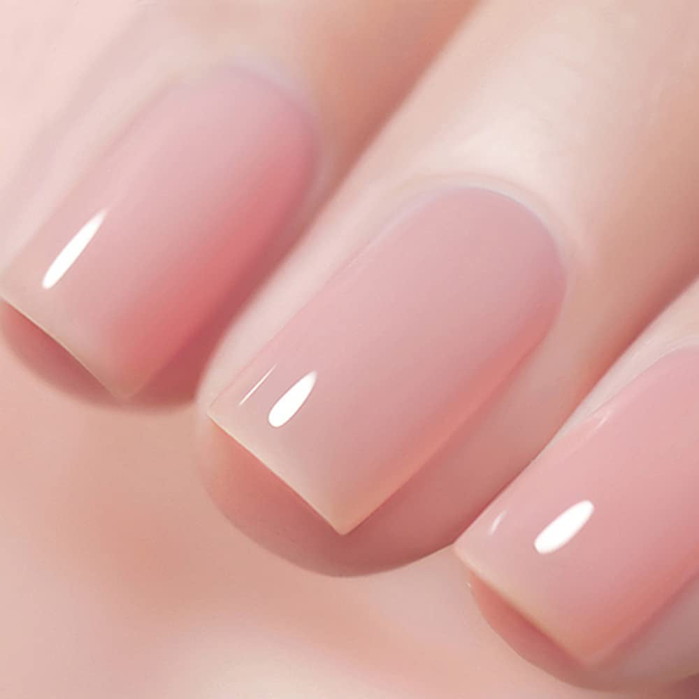 Ojă gel roz transparent – 16 ml, nuanța pielii, lampă LED translucidă pentru unghii, ojă gel pentru unghii, model Nail Art M087