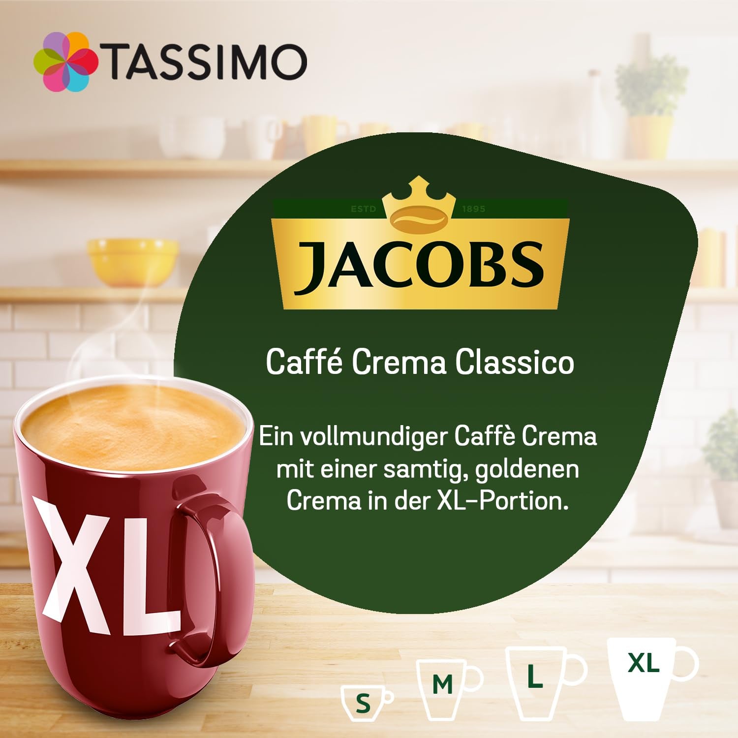 Tassimo Kapseln Jacobs Caffè Crema Classico XL, 5 x 16 tampons, 80 Kaffeekapseln