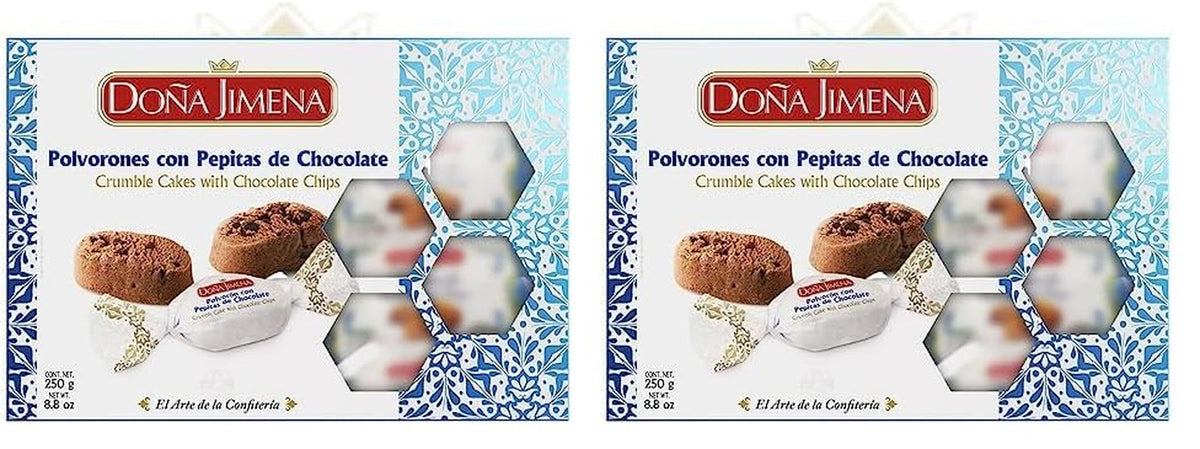 – Polvorones au Chocolat avec Pépites de Chocolat, Qualité Supérieure, Biscuits Typiques de Noël, Recette Artisanale, 250g (Pack de 2)