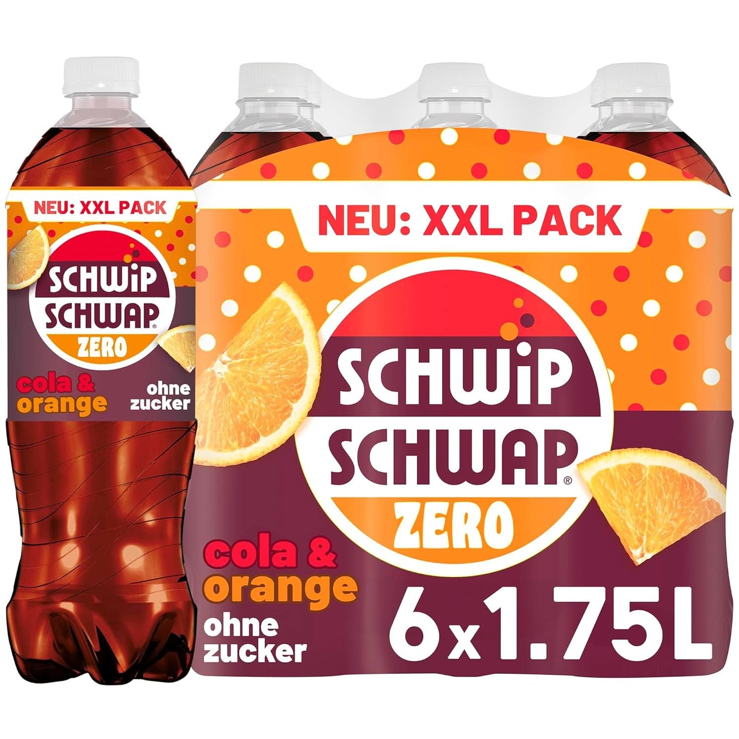 SCHWIPSCHWAP ZERO - XXL PACK - Cola orange caféiné, set 6 x 1,75 litres Naty Shop Default Title