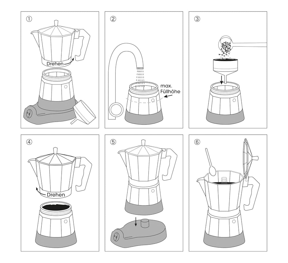 Machine à expresso Cilio Classico pour 6 tasses | électrique 480W | Ø 11,5 cm Hauteur : 25 cm | aluminium | rouge | table de cuisson intégrée | avec fonction de rétention de chaleur et filtre réducteur | pour voyager ou camper