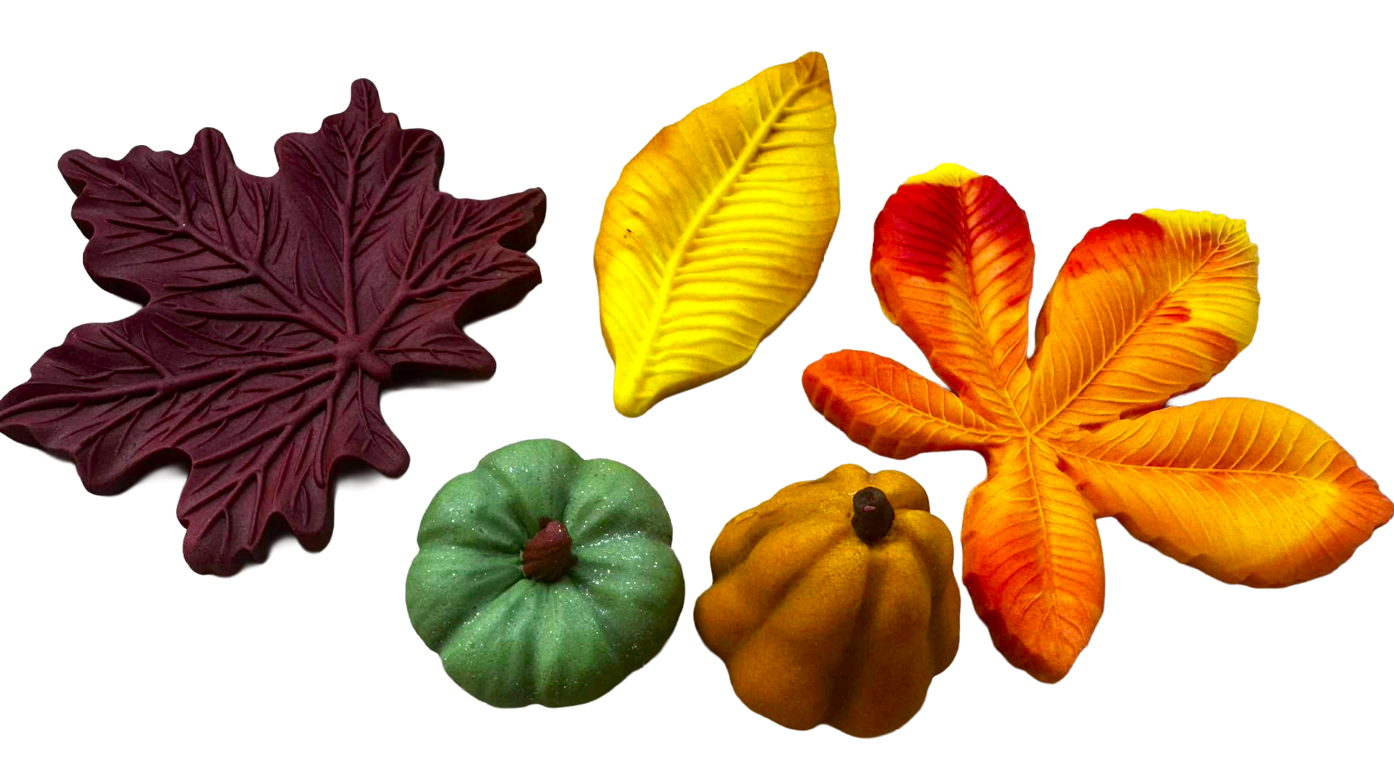 Décorations comestibles d'automne pour gâteau – lot de 5 figurines faites main en pâte à sucre