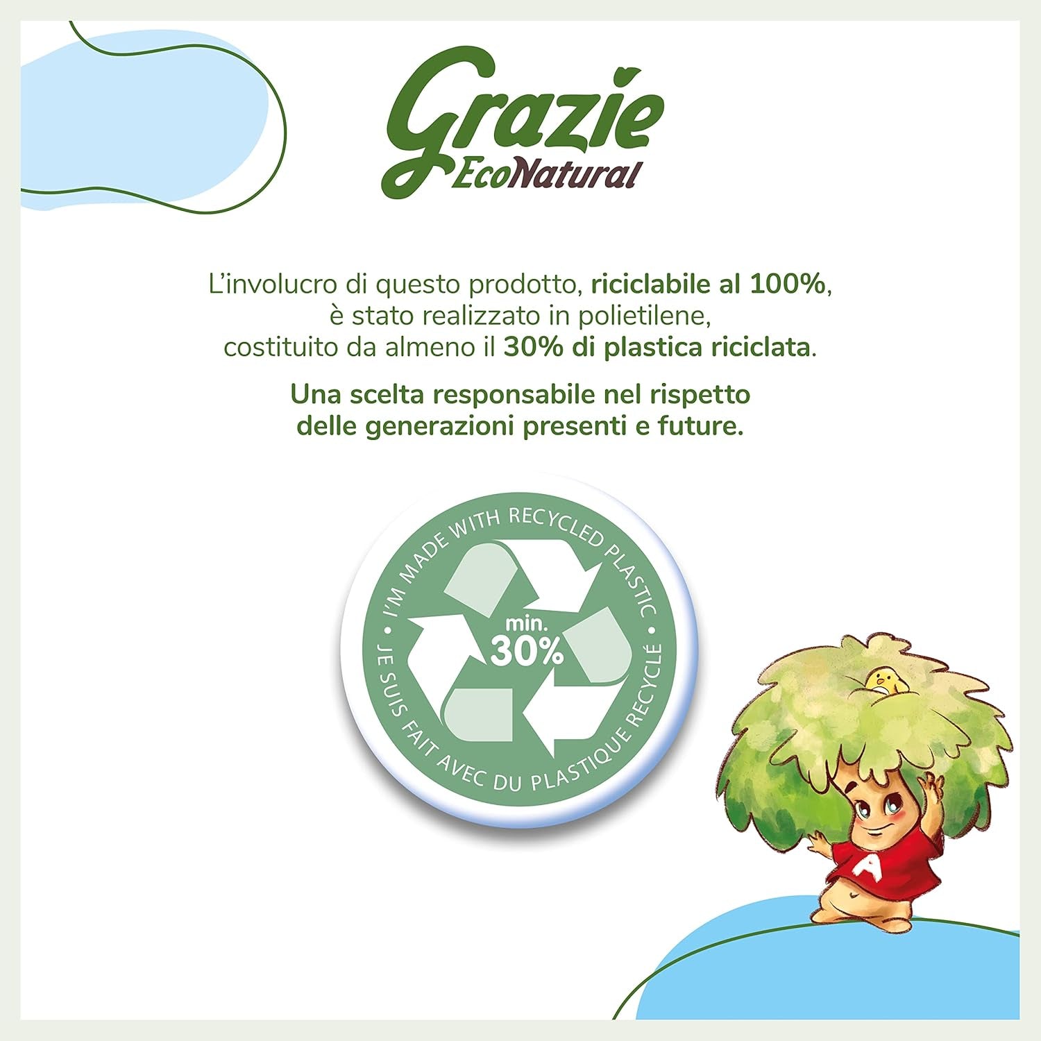 Grazie Natural, papier toilette, Maxi Ecol FSC, 48 rouleaux, testé dermatologiquement, papier toilette 100% recyclé, écologique, fabriqué en Italie