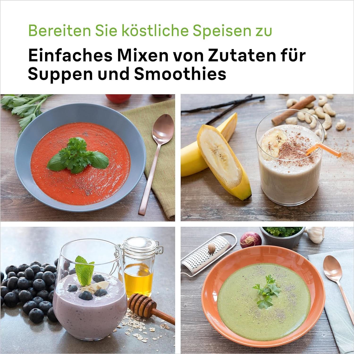 Braun Stabmixer MQ 5200WH - Multiquick 5 Vario Pürierstab Mit Edelstahl Mixfuß, 1000 Watt, Inkl. 600 Ml Mix- & Messbecher, Weiß/Grau Cuisine Naty Shop