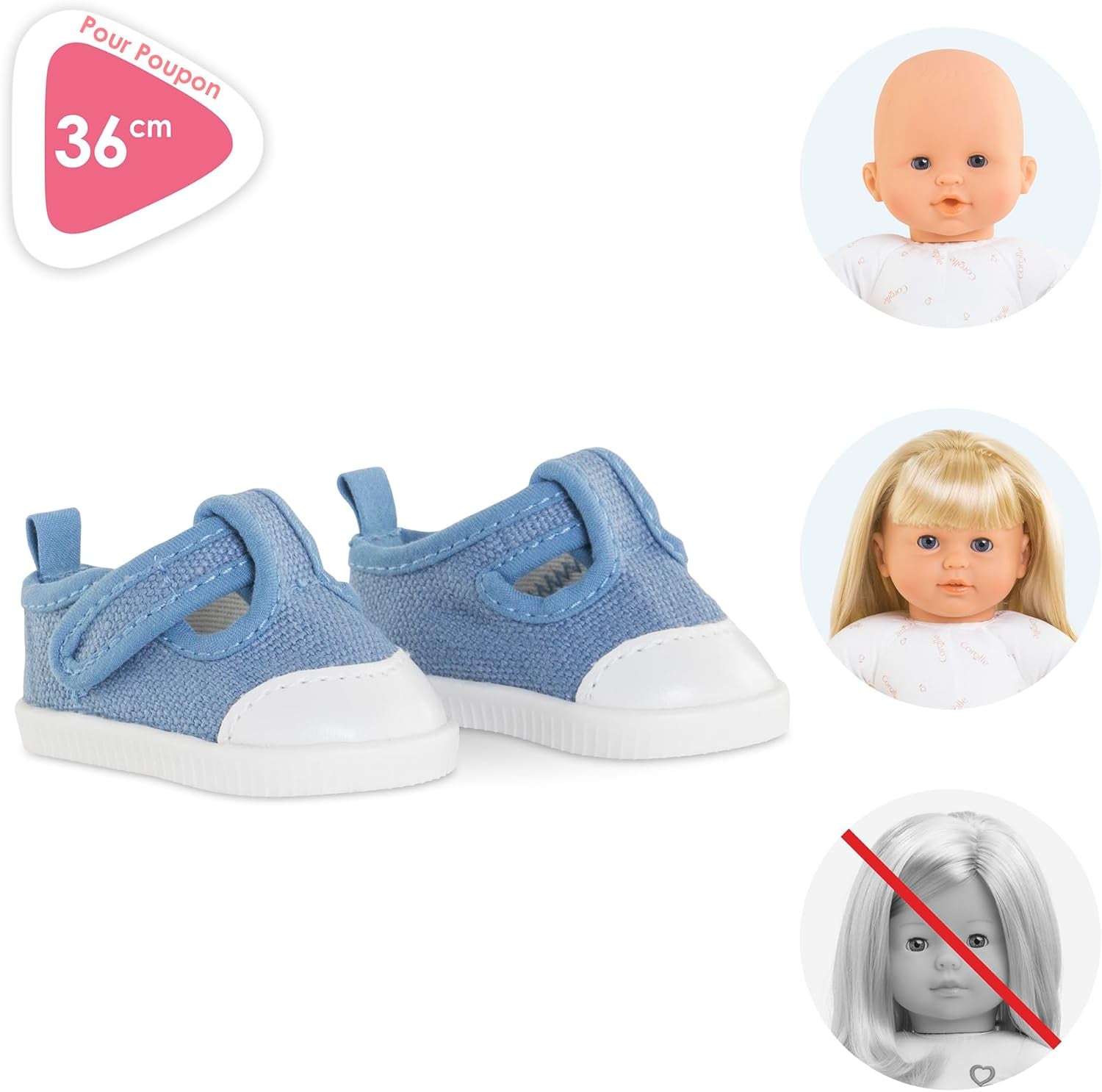 Corolle Mon Grand Poupon 36cm Sneakers, blau, für alle 36cm Babypuppen, ab 2 Jahren