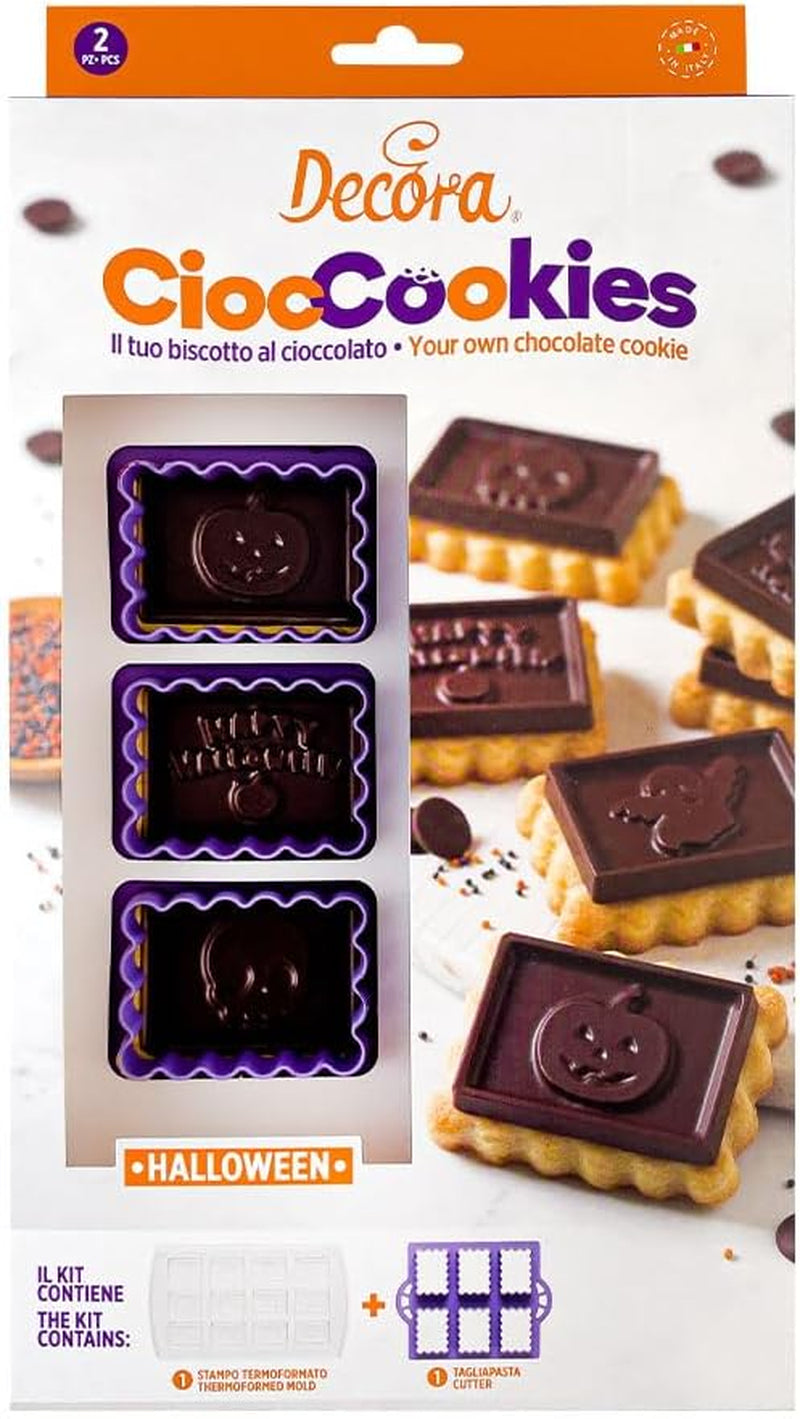 0255158 Ensemble de biscuits aux pépites de chocolat d'Halloween Pinces à chocolat, en plastique, pour réaliser facilement des biscuits personnalisés en assiette de chocolat, paquet de 2.