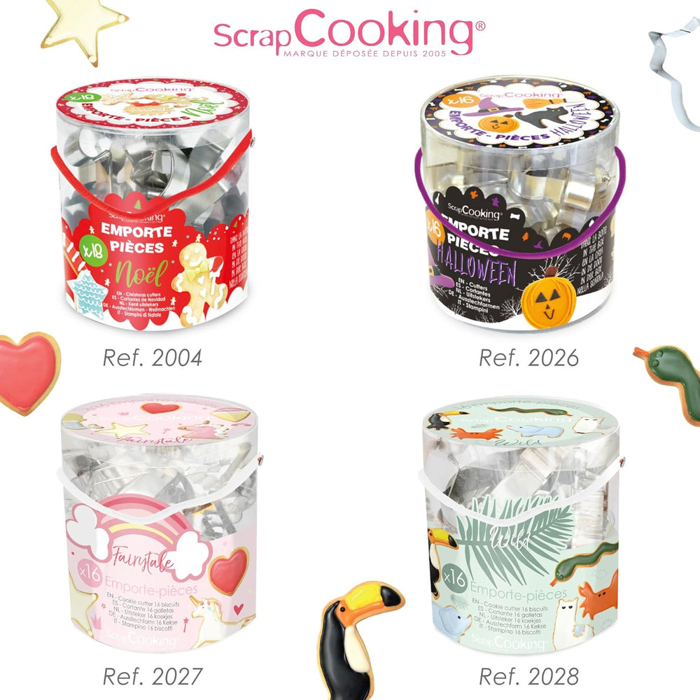 ScrapCooking - Lot de 16 emporte-pièces Licorne - Emporte-pièces - 16 pièces - Arc-en-ciel, Fée, Sirène, Couronne, Fleur - Moule à pâtisserie - Emporte-pièces en acier inoxydable - 2027
