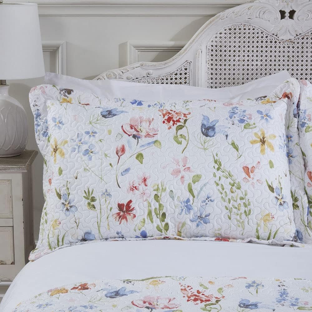 Emma Barclay Spring Meadow Ensemble de couvre-lit matelassé floral Spring Meadow Couvre-lit pour lit double Multi, Polyester Emma Barclay Lits et couvertures
