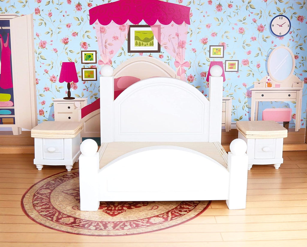 Bino Casă mare de păpuși din lemn pentru copii de la 3 ani (accesorii pentru camera copiilor, casă de jucărie, inclusiv accesorii pentru casa de păpuși, 5 camere, 3 niveluri de joc, 111 piese), Multicolor Casute de papusi Naty Shop