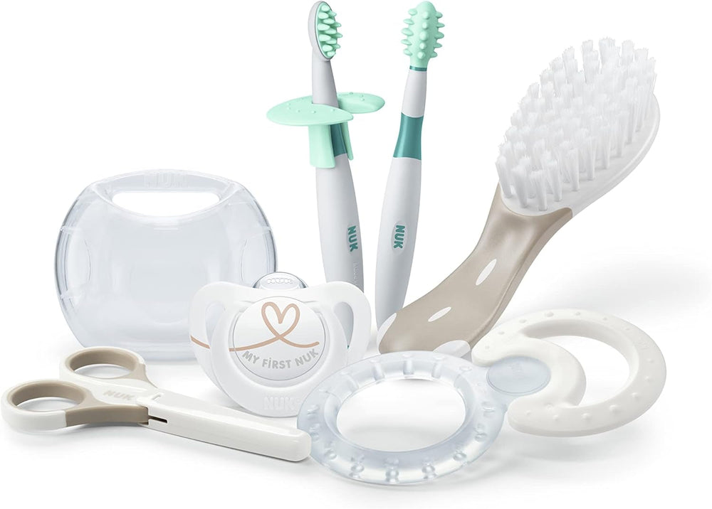 Set de bun venit NUK Baby Care | Kit perfect pentru nou-născuți | 7 produse NUK într-o pungă frumoasă | 7 piese