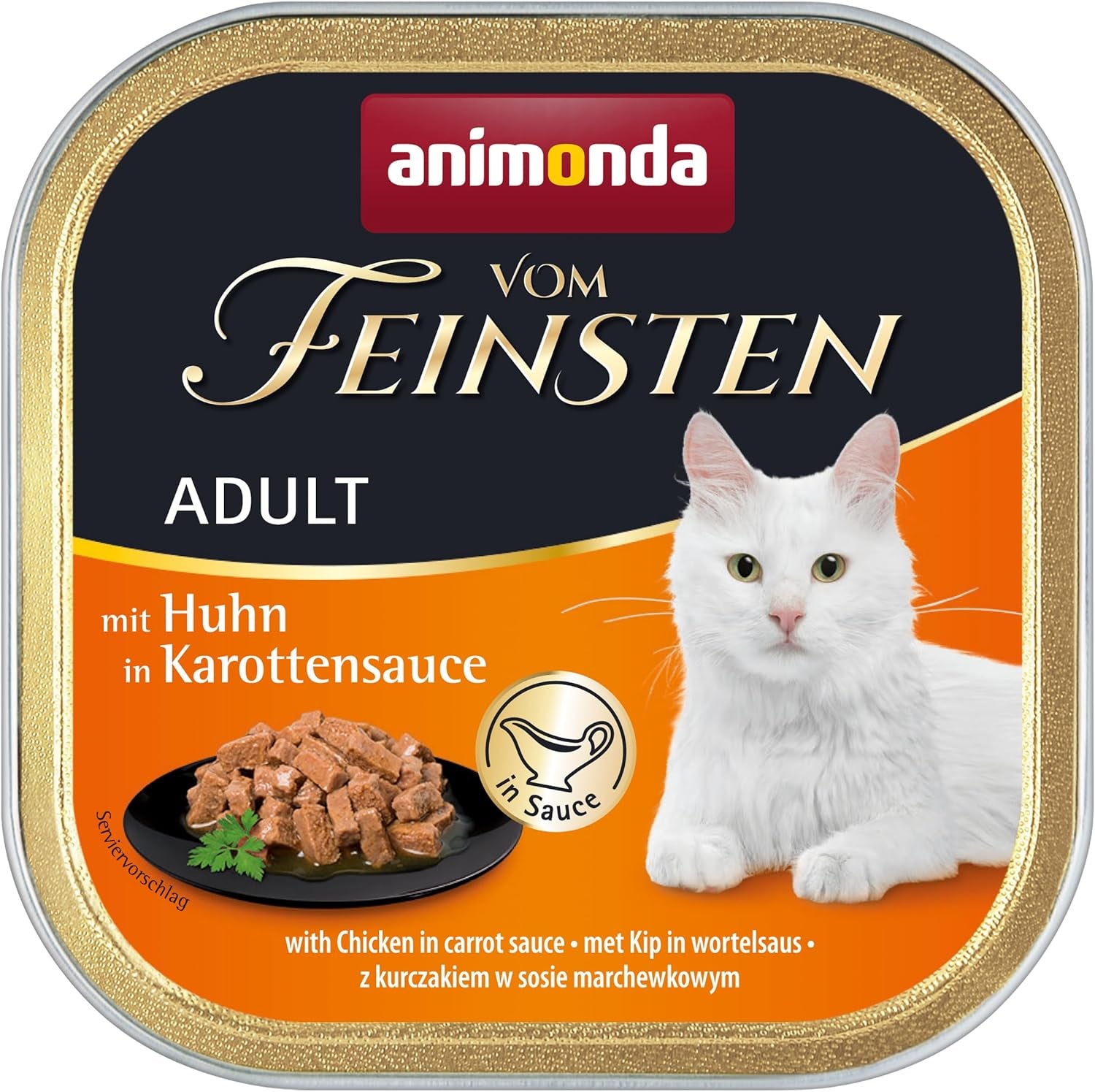 Animonda vom Feinsten nourriture humide pour chat au poulet à la sauce aux carottes (6 x 100g), nourriture humide pour chat sans céréales et sans sucre avec des ingrédients frais et carnés