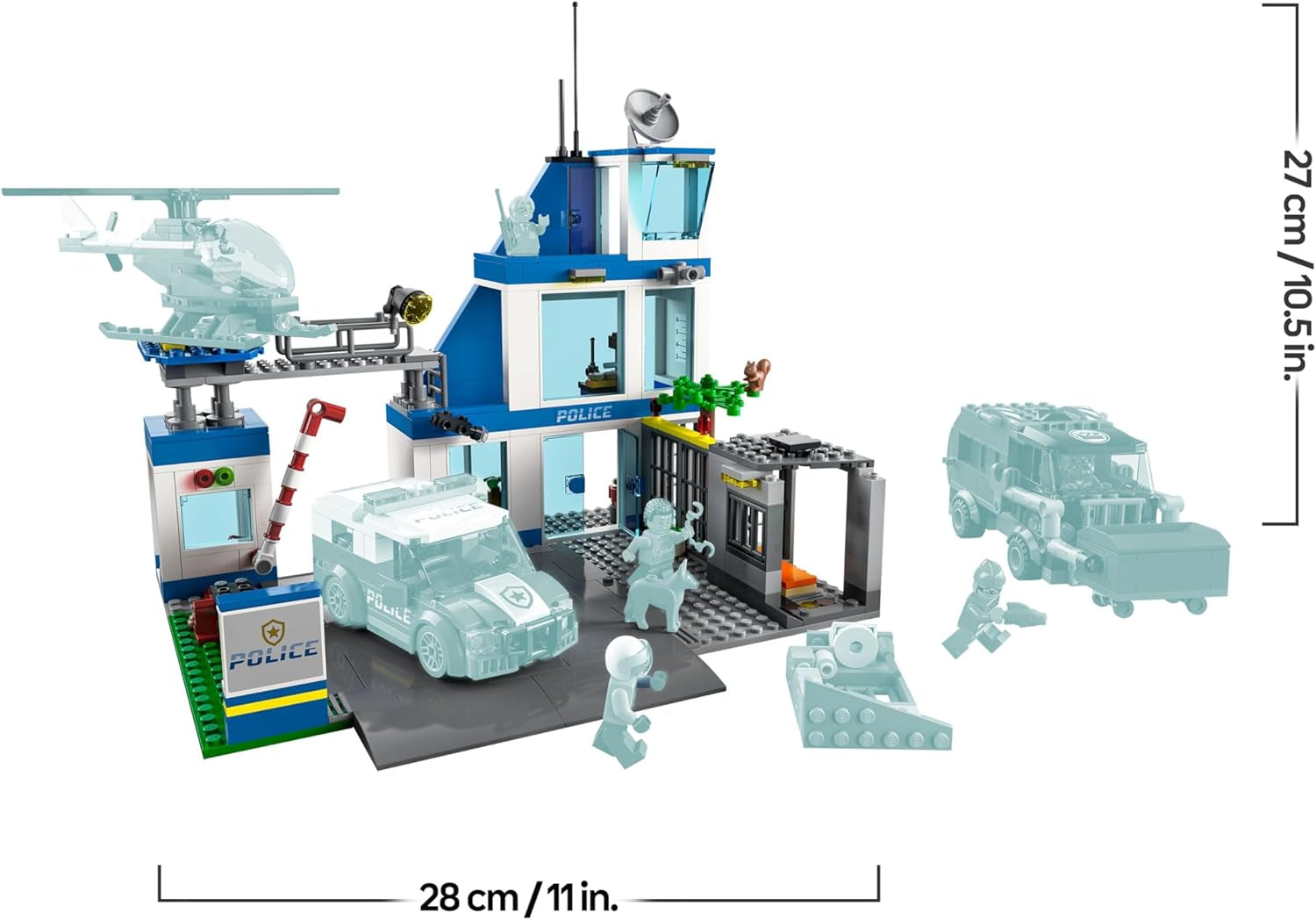LEGO 60316 Le commissariat de police de la ville avec une voiture de police, une voiture et un hélicoptère, construit dans un bain avec 3 figurines, jeu de police pour garçons et filles à partir de 6 ans, jeu pour enfants