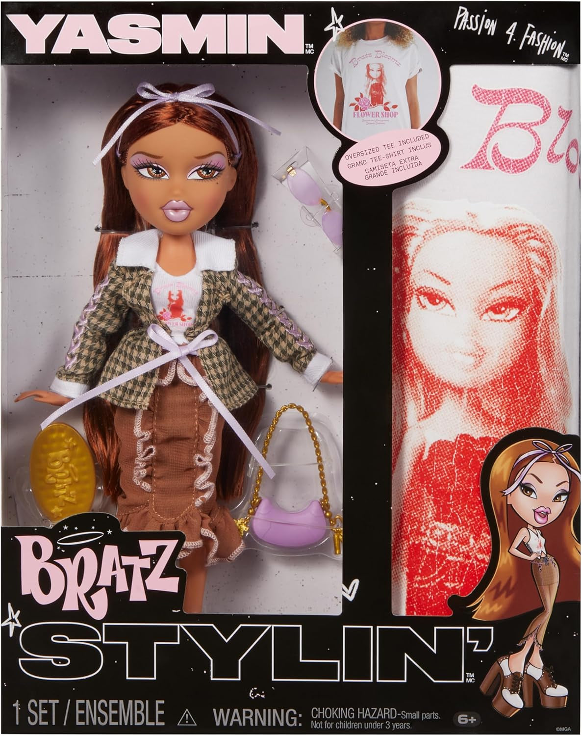 Bratz Stylin' Jade - Modepuppe mit T-Shirt um Gestalten für Dich, y compris les accessoires, Niedliches Spielzeug für Mädchen