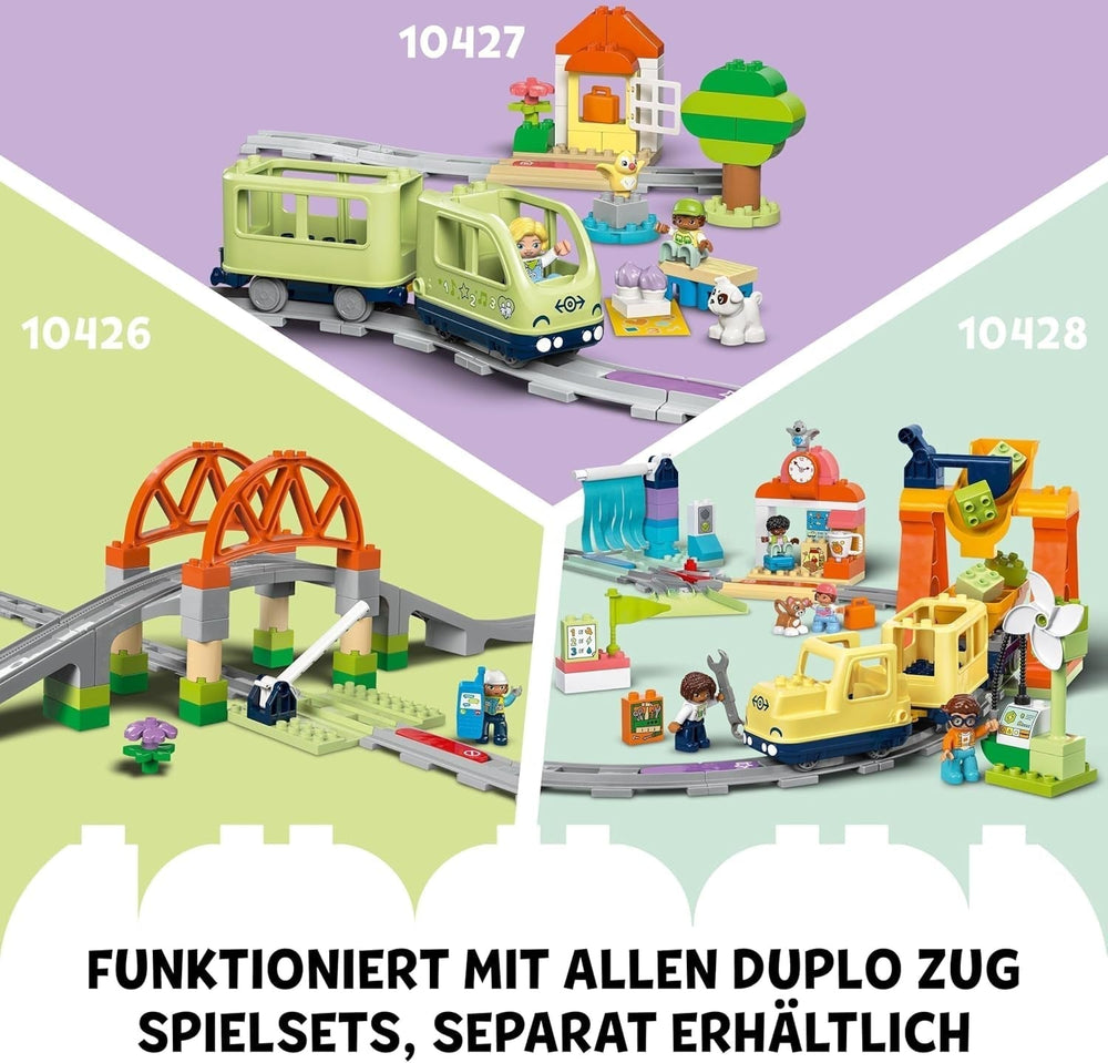 LEGO DUPLO Town Grand chemin de fer interactif, jouet de construction pour les tout-petits à partir de 3 ans, locomotive Push & Go avec lumières et sons, pièces de rail, jouet éducatif pour enfants d'âge préscolaire 10428 Ensembles de construction Beuche den LEGO-Store
