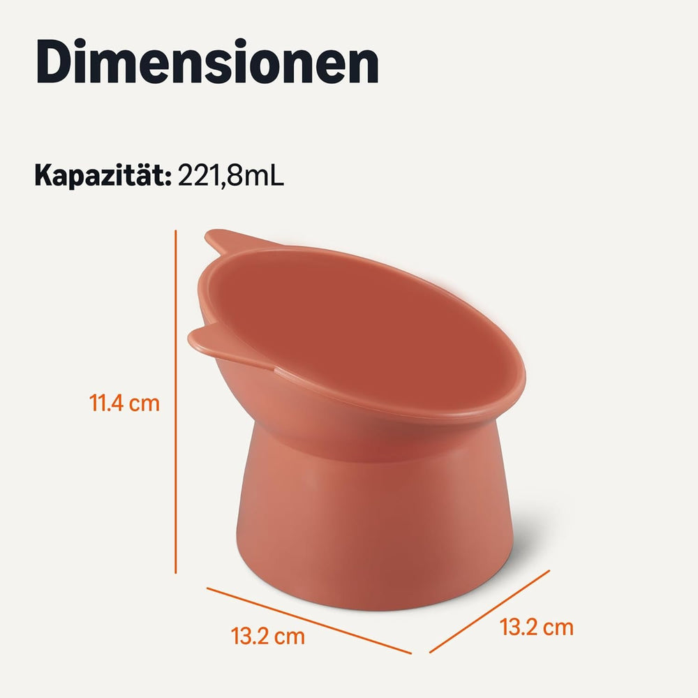 Boluri pentru hrană pentru pisici Amazon Basics, formă de ureche de pisică, pachet de 2, 13,2 × 13,2 × 11,4 cm, portocaliu și albastru