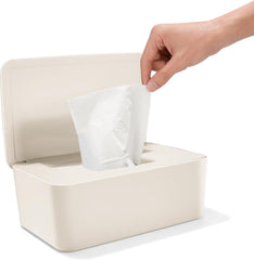 Boîte de lingettes humides avec couvercle, boîte de lingettes humides, distributeur de lingettes humides pour bébé, boîte de rangement étanche et scellée, distributeur de lingettes humides pour salle de bain, cuisine, blanc