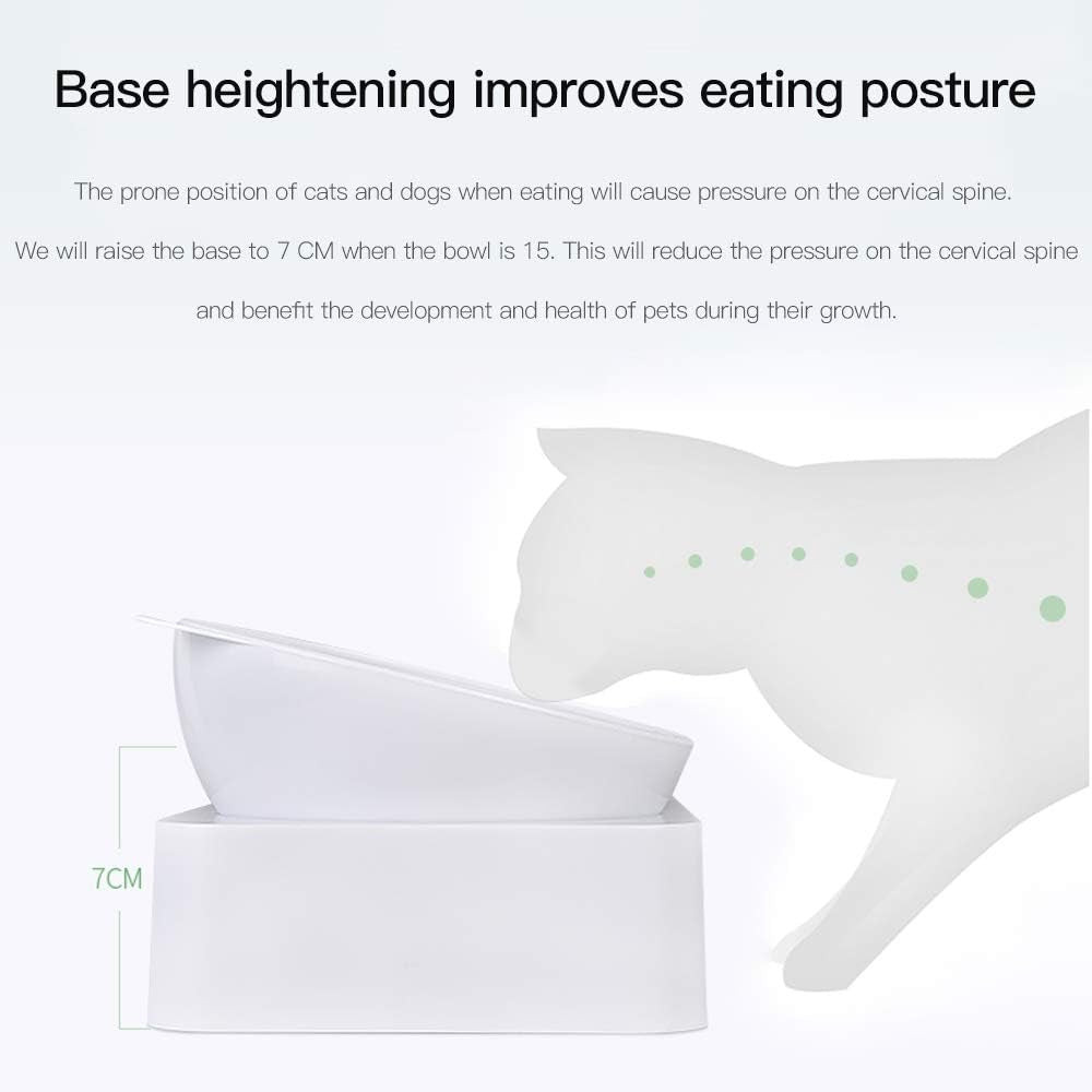 Brand Katzennapf, 15° Neigbar mit Automatischer Wasserflasche, gekippter erhöheter Wassernapf für Kleine und Mittelgroße Hunde und Katzen