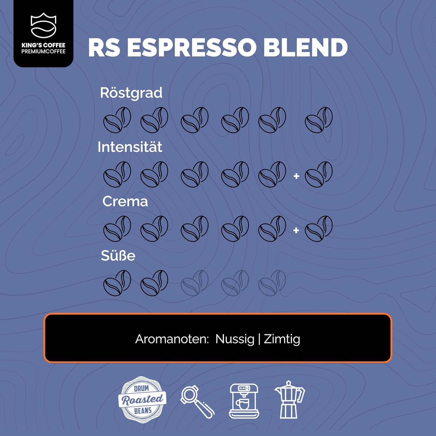 KING'S COFFEE - AMESTEC RS ESPRESSO - 1 kg de grains de café forts et aromatiques - café à faible acidité - café en grains entiers - torréfaction en petits lots d'Italie - grains d'espresso pour machines entièrement automatiques et machines à porte-filtre