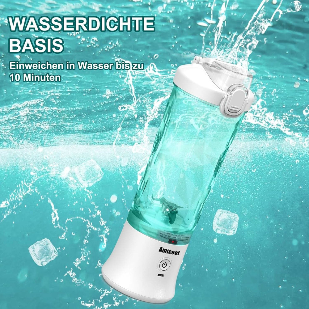 Mixeur Smoothie Maker to Go, Mini batteur sur socle avec 6 couteaux en acier inoxydable, support avec plateau, mélangeur électrique portable USB bouteille de 600 ml, mélangeur Shaker Slushy Maker eau potable Bucatarie Naty Shop