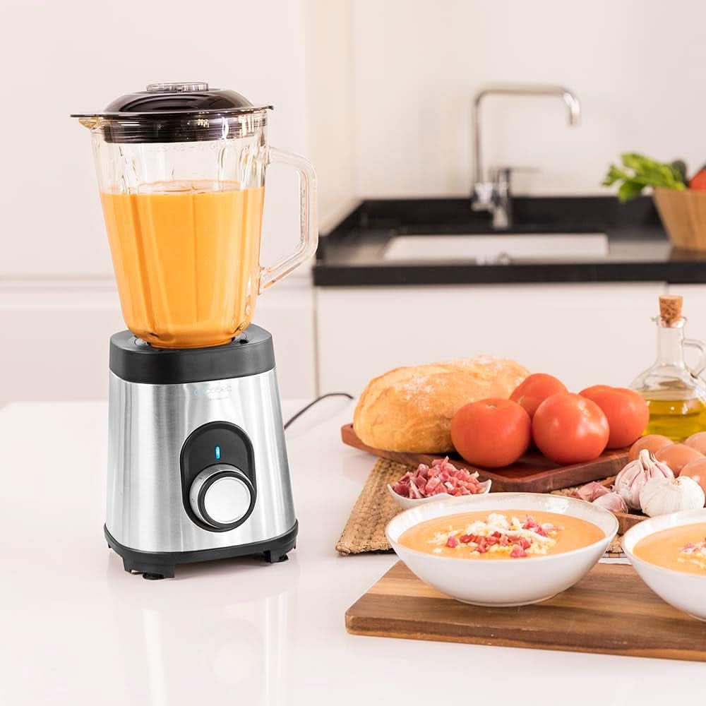 Cecotec Mélangeur Glas Power Schwarz Titan 1000 INOX. 1000 W, Edelstahlgehäuse, 6-Blatt-Blatt Mit Schwarzer Titanbeschichtung, 1,5-L-Glaskrug, 5 Geschwindigkeiten [Energieeffizienzklasse a +] Cuisine Naty Shop