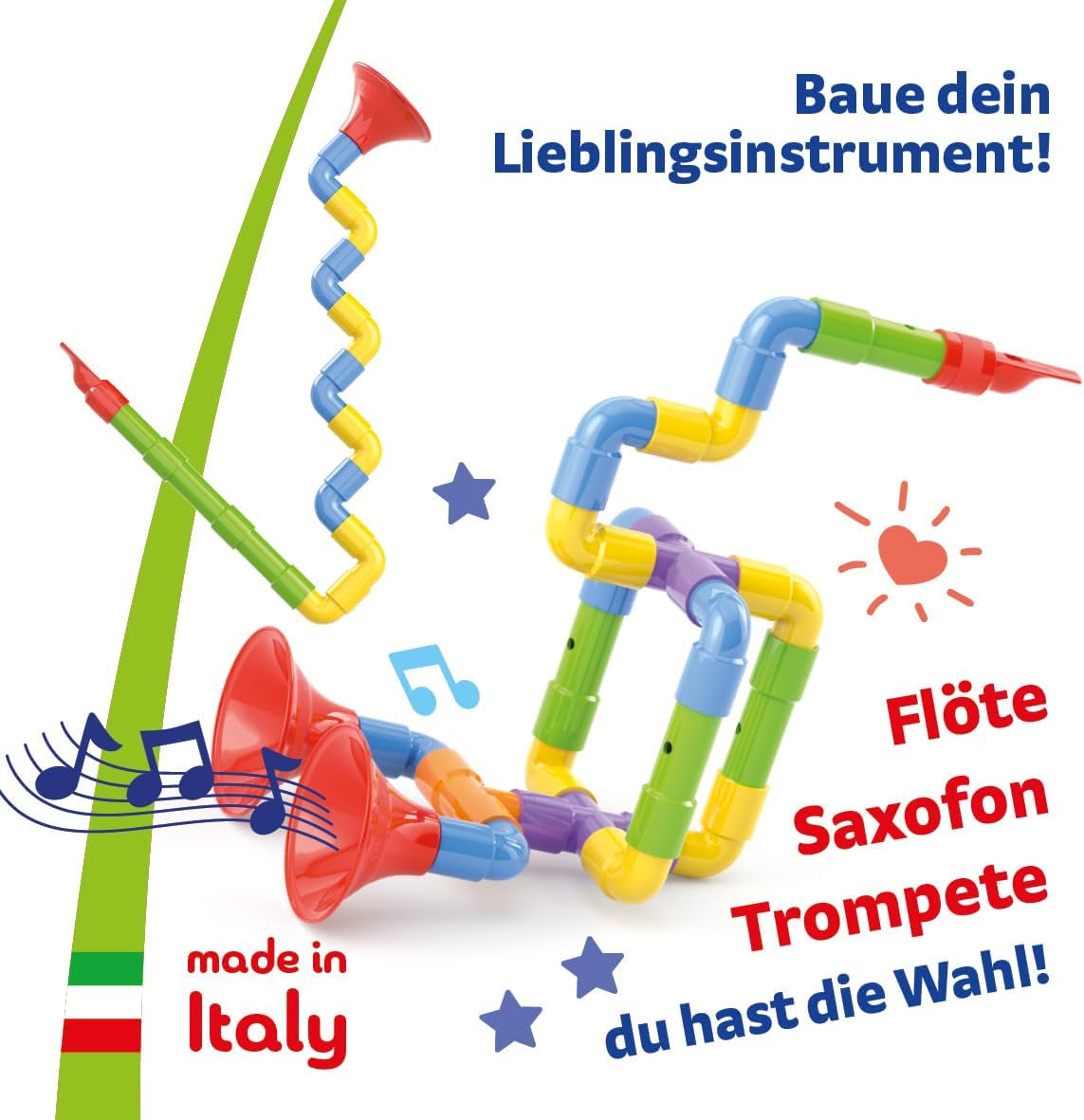 Quercetti Super Saxoflute Musikinstrumente Spielzeug ab 3 Jahre Baby Spielzeug Montessori Konstruktionsspielzeug Geschenk Mädchen Junge Kinderspielzeug Lernspiele