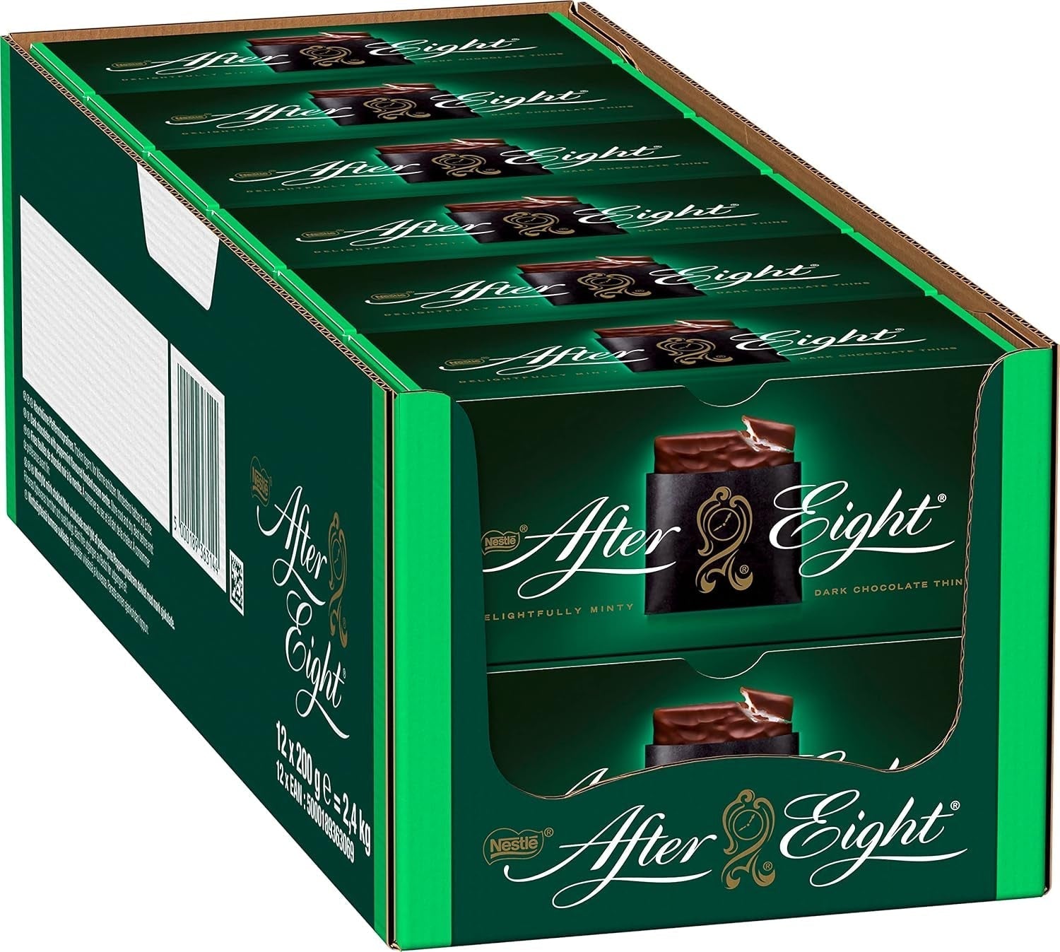 NESTLÉ after EIGHT, fines tablettes de chocolat noir fourrées à la crème de menthe Bonbons au chocolat Naty Shop 12 x 200 grammes Chocolat