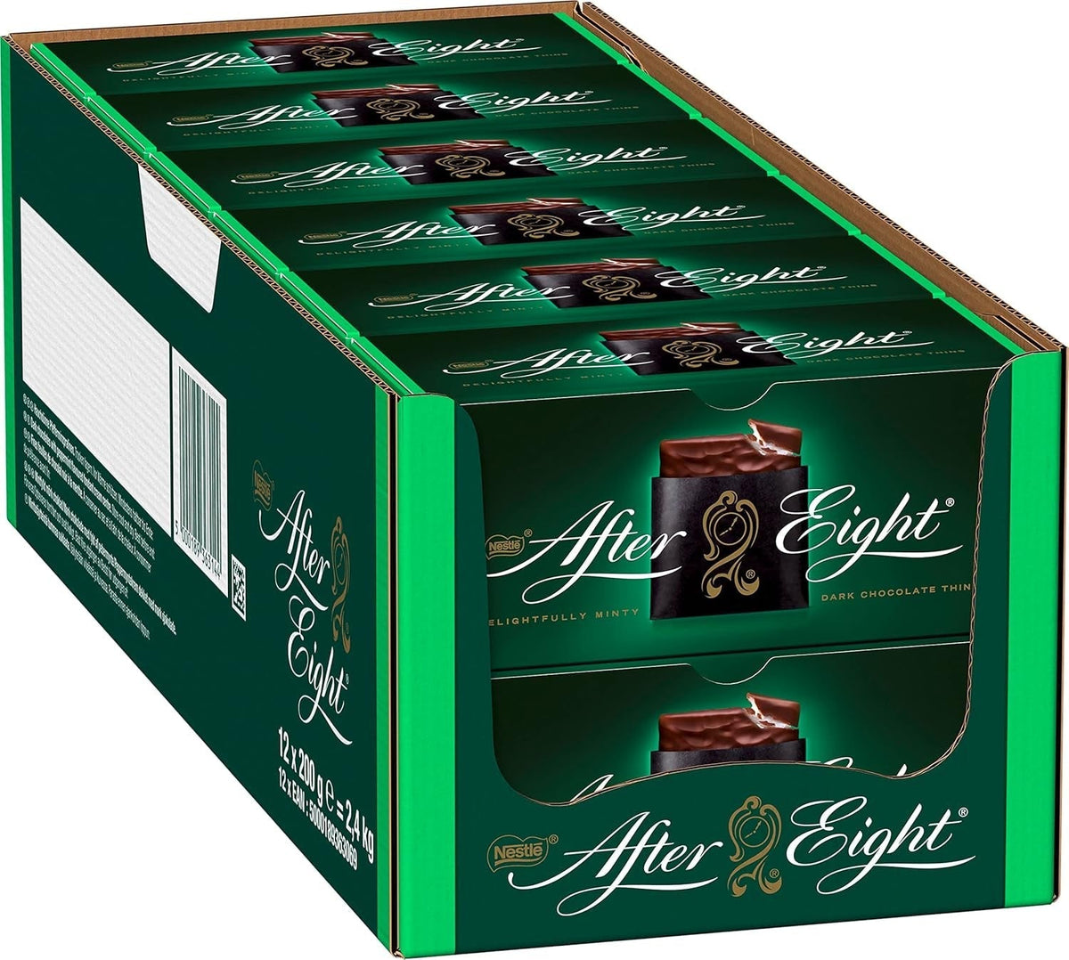 NESTLÉ after EIGHT, fines tablettes de chocolat noir fourrées à la crème de menthe Bonbons au chocolat Naty Shop 12 x 200 grammes Chocolat