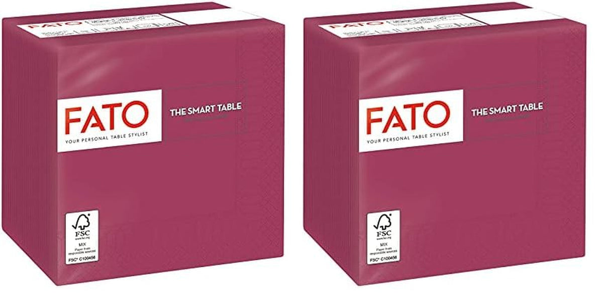 - Serviettes en papier jetables, idéales pour les apéritifs et les cocktails, paquet de 100 serviettes, taille 24X24, 4 épaisseurs, 2 épaisseurs, couleur bordeaux, papier 100% pure cellulose, certifié Fsc