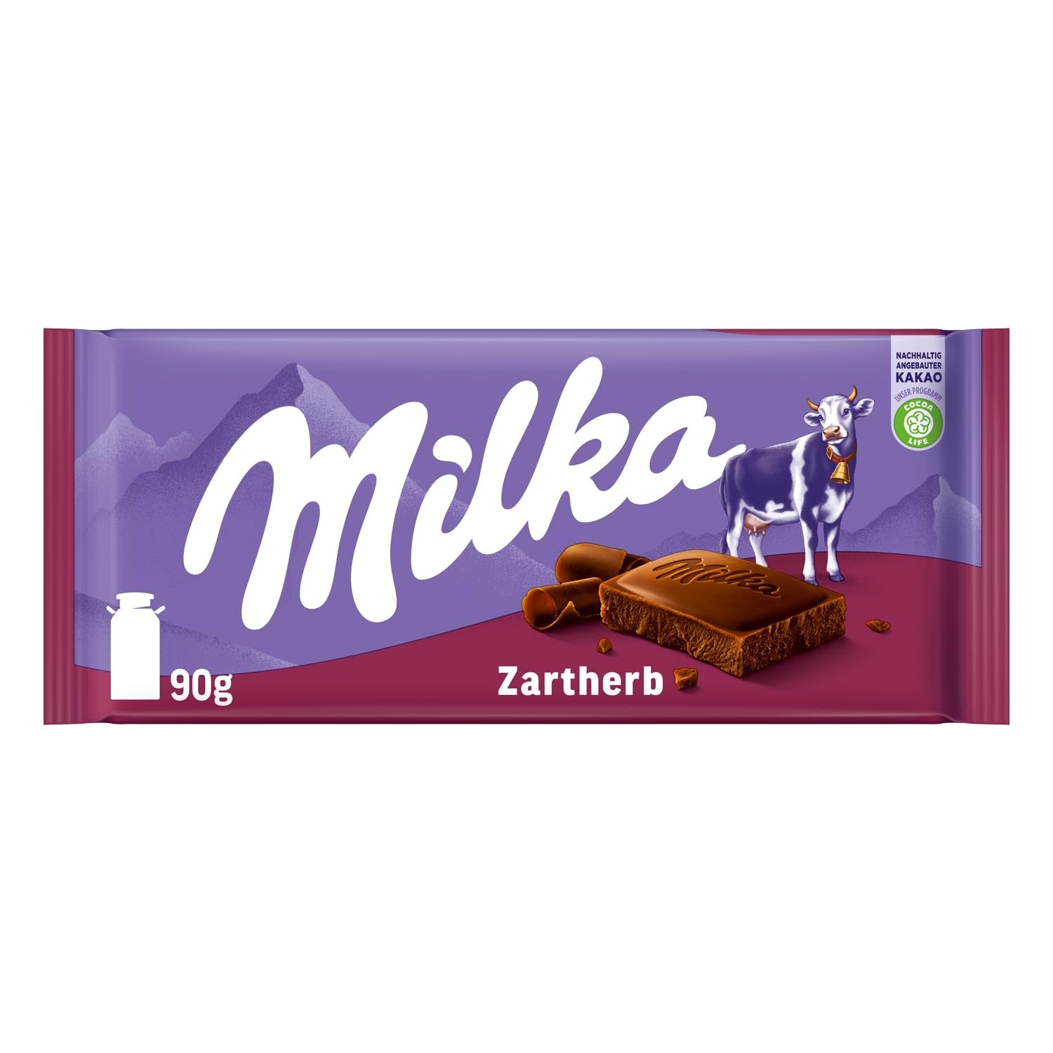 Milka Zartherb - chocolat au lait noir alpin avec une délicate touche de cacao en multipack - 25 x 90g